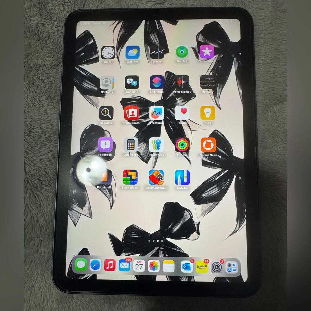 Apple Tablet with Black and White Bow Design